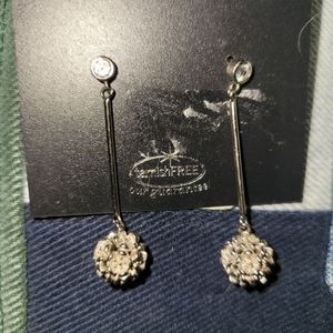 Sterling Silver flower Ball dangel earrings tarnish free